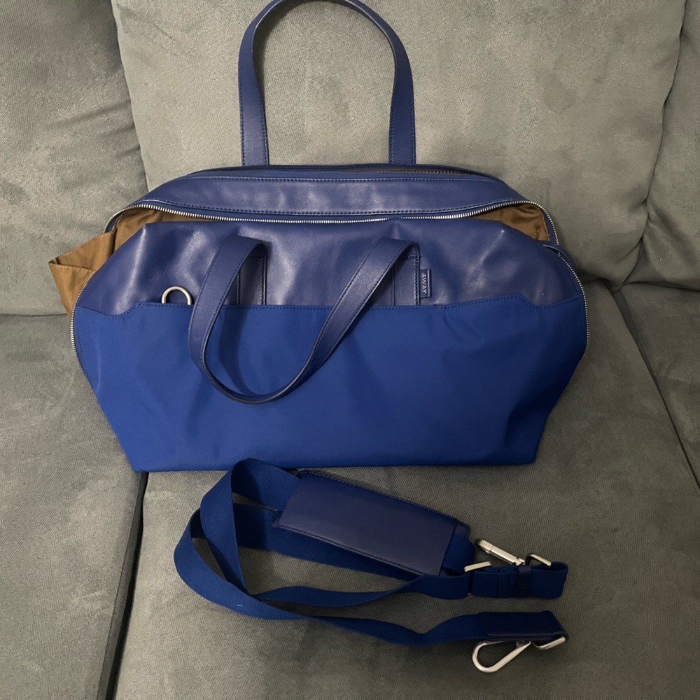 Indigo blue special edition away everywhere bag with contrast edges